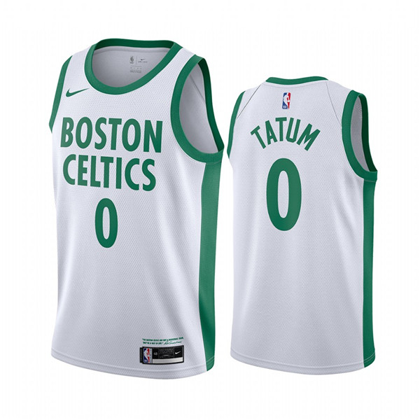 Men's Boston Celtics #0 Jayson Tatum White 2020-21 NBA City Edition Swingman Stitched Jersey